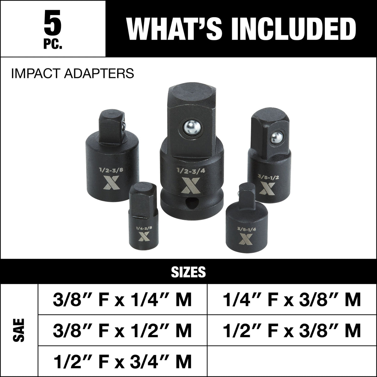 MAXIMUM Impact Adapter Set with Case, 5-pc