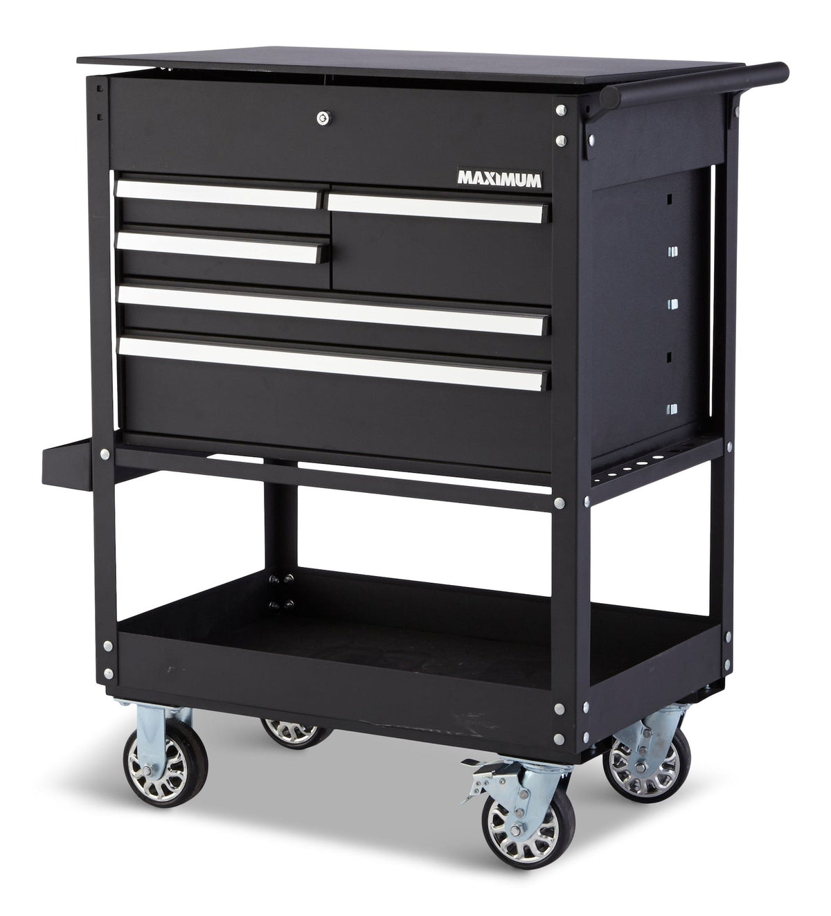 MAXIMUM Rolling Mechanics Tool Cart with 5 Drawers, Black, 30-in