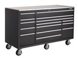 MAXIMUM Rolling Tools Storage Cabinet with 15 Drawers, Black, 72-in x 30-in