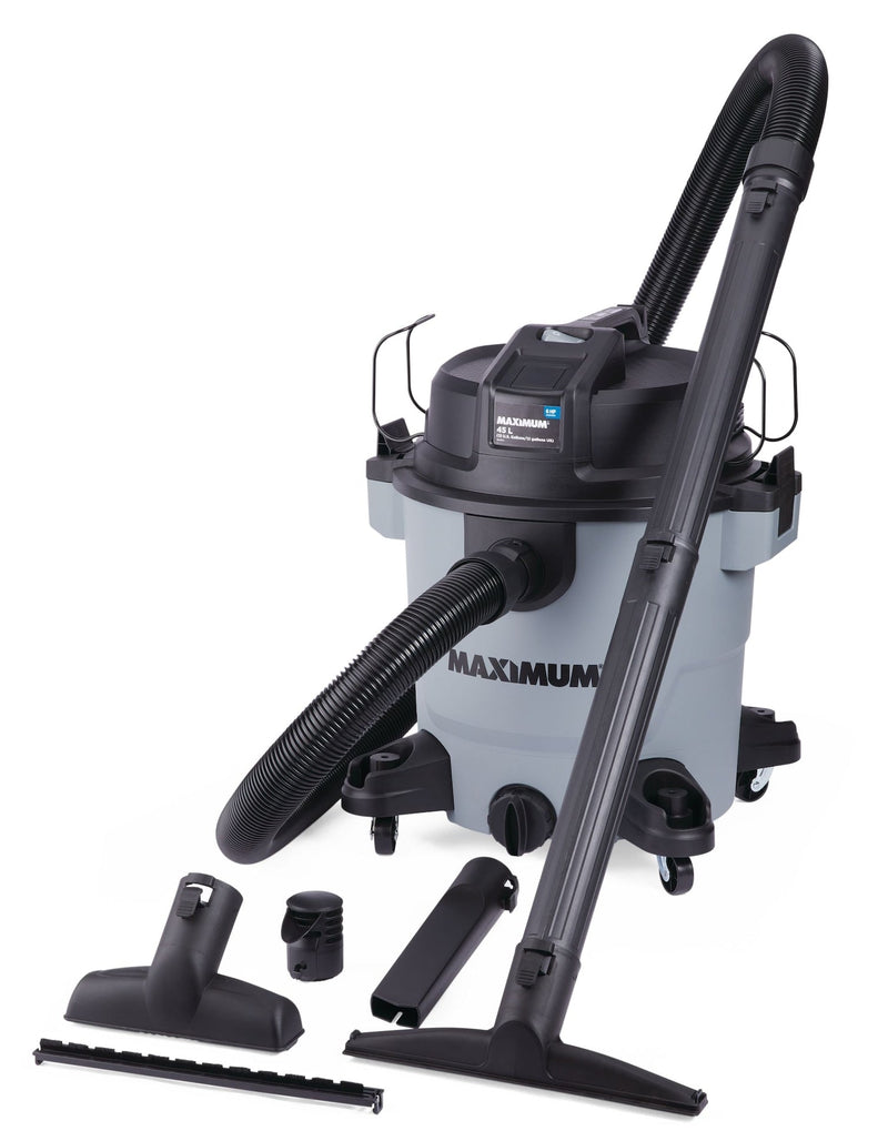 MAXIMUM VJH1211PF 6.0 Peak HP Portable Wet/Dry Shop Vacuum with Hose and Accessories, 45-L V3049