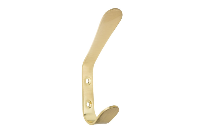 Metal Utility Double Hook, Satin Brass B6436