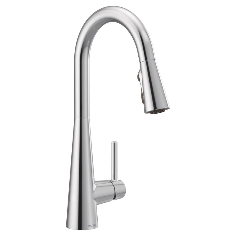 Sleek Single Handle High Arc Pull Down Sprayer Kitchen Faucet with Power Boost, Chrome Y3927