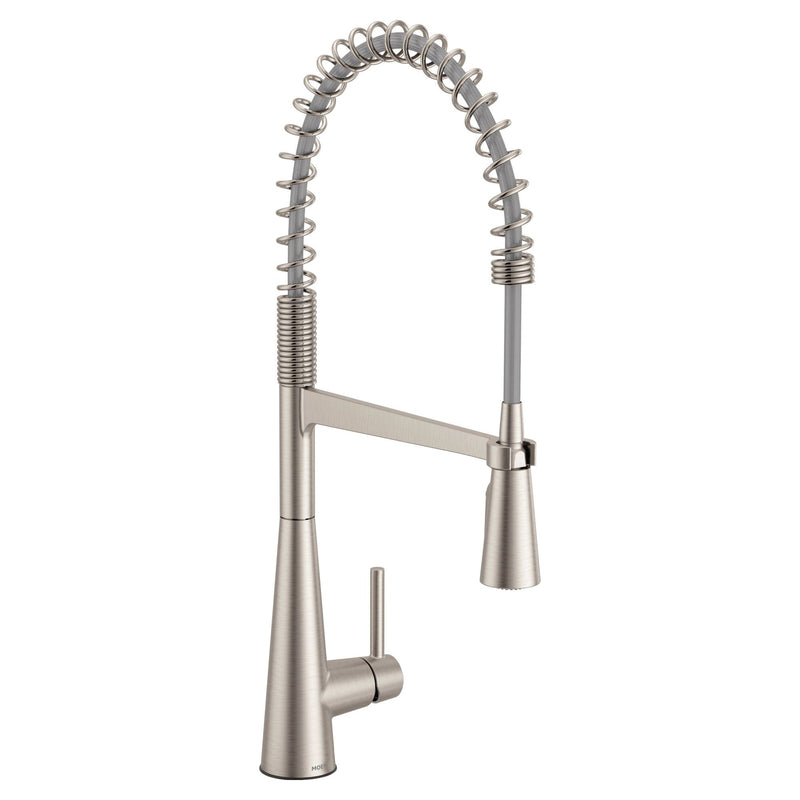 Sleek Single Handle Pre-Rinse Spring Pull Down Spot-Resist Kitchen Faucet, Stainless Steel R12