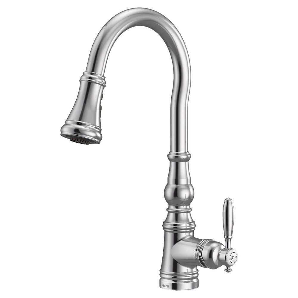 Weymouth Single Handle High Arc Pull Down Sprayer Kitchen Faucet with Power Clean, Chrome