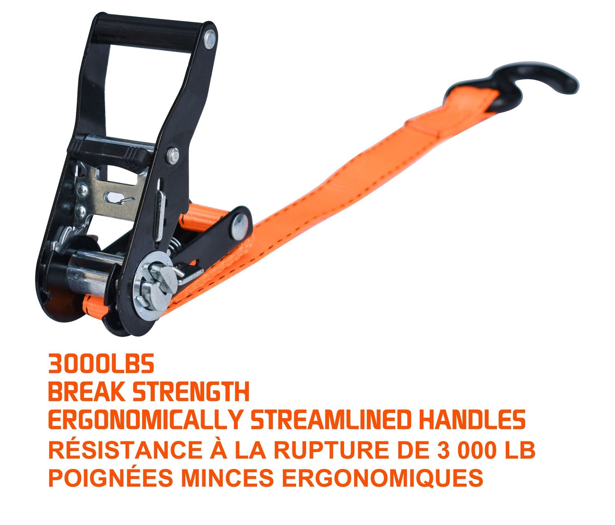 3,000-lb Heavy Duty Ratchet Tie Down Strap, Non-Padded, 1-in x 10-ft, 4-pk
