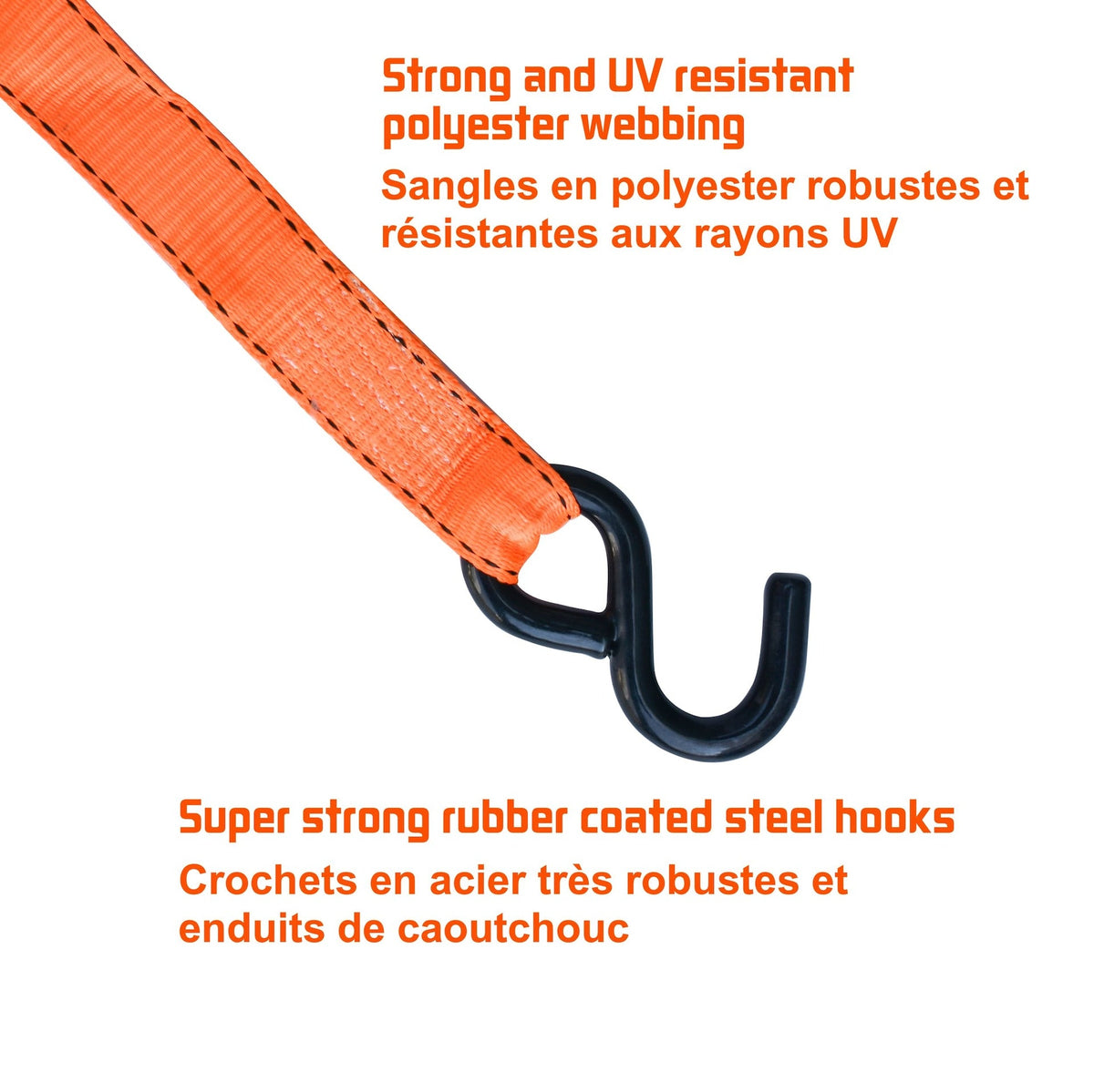 3,000-lb Heavy Duty Ratchet Tie Down, with Padded D-Handle, 1.25-in x 14-ft, 4-pk