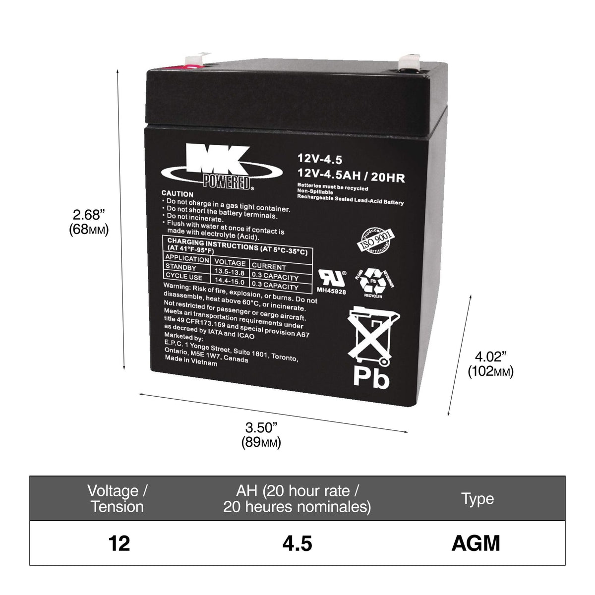 Group Size 24F Battery, 650 CCA