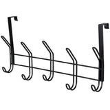 19" Over The Door Double Metal 5 Hook, Black