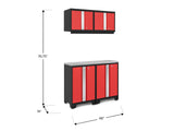 Bold 3.0 Series All-in-One Lockable Steel Garage Cabinetry Set with Stainless Steel Top, Black/Red, 48-in x 18-in x 76.75-in, 5-pc