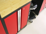 Bold 3.0 Series All-in-One Lockable Steel Garage Cabinetry Set with Stainless Steel Top, Black/Red, 48-in x 18-in x 76.75-in, 5-pc