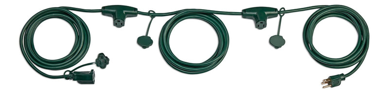25-ft Outdoor Extension Cord, 3 Outlets, Safety Cover, Green B3329