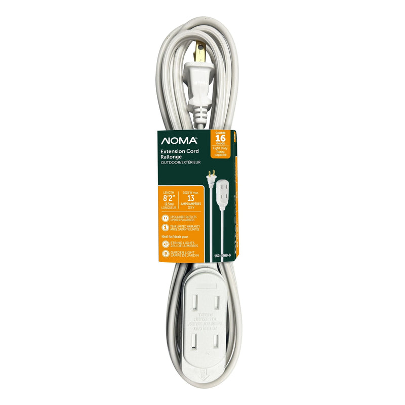 2.5-m 13A 3-Outlet Light-Duty 16-Gauge White Outdoor Extension Cord J3142