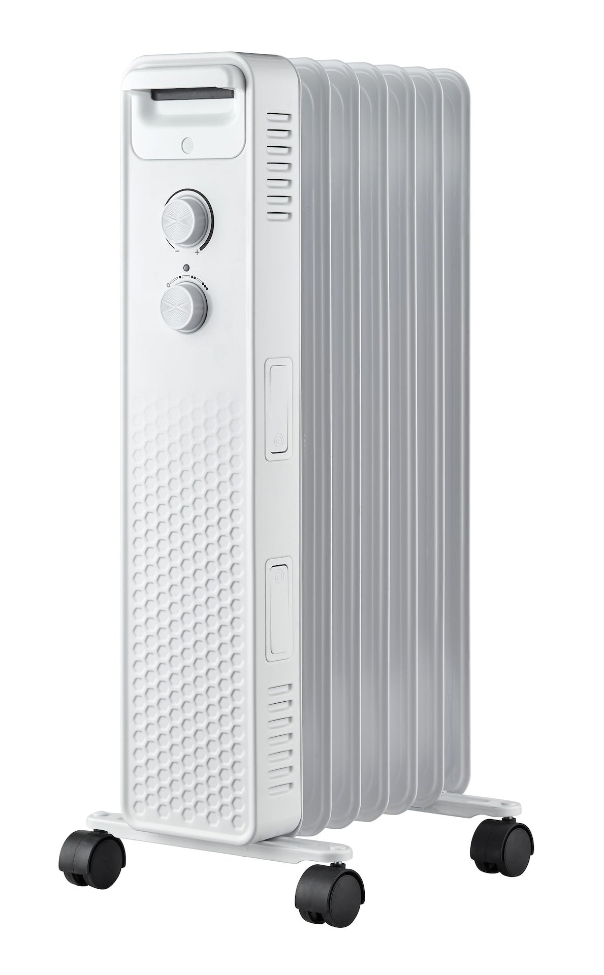3-Setting Mechanical Oil Filled Heater with Adjustable Thermostat, Castors & Handle, 1500W, White