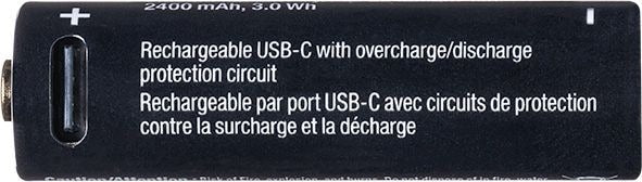 Advanced 2400 mAh USB C-Type Rechargeable Li-Ion Batteries, 2-pk