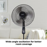 Oscillating Pedestal/Stand Fan with Remote Control, 3-Speed, Black, 18-in