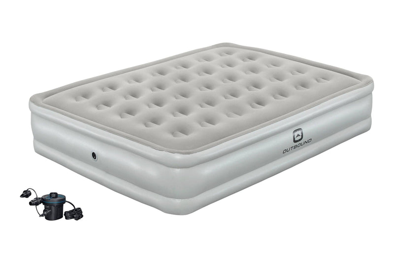 Queen Flocked Double-High Inflatable Air Mattress/Airbed with 110V Pump & Carry Bag B4432