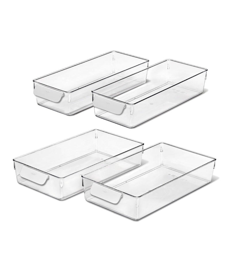 4-Piece Refrigerator Storage Bin Set, Clear Y6951
