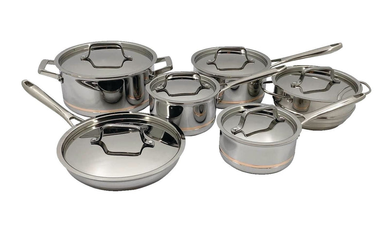 5-Ply Copper Core Stainless Steel Cookware Set, Oven Safe, 12-pc J4526