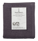 All-Purpose Ribbed Cotton Terry Square Dish Cloths, Black, 4-pk