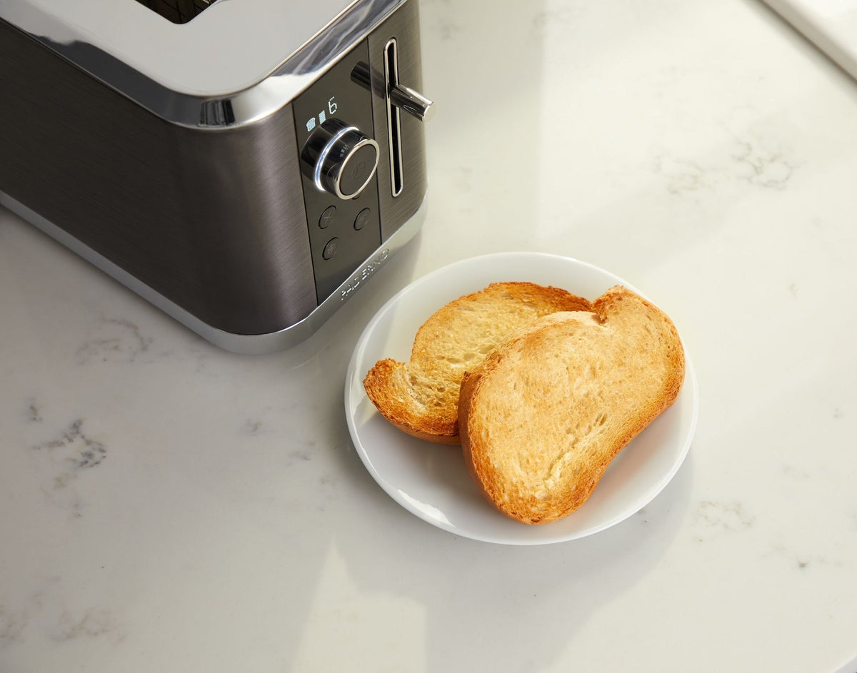 Even Heat Wide Slots Toaster with 9 Settings, Black Stainless Steel, 2-Slices