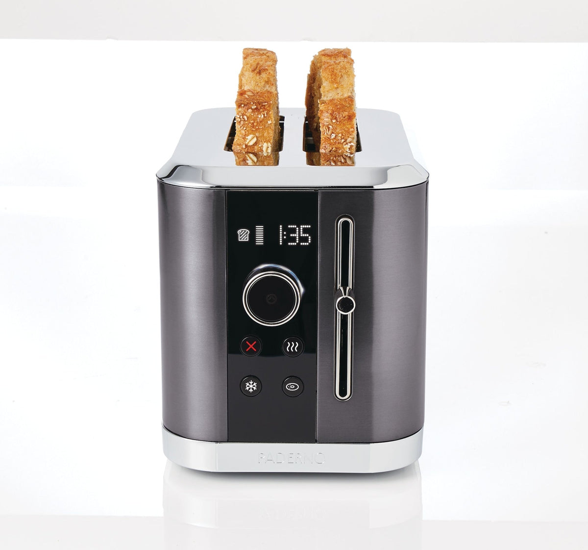 Even Heat Wide Slots Toaster with 9 Settings, Black Stainless Steel, 2-Slices