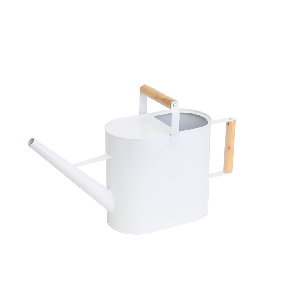 Nordic Habitat Wood Finish Watering Can, White, 2-Gal
