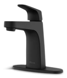 Matlock Single Handle High Arc Single Hole 4-in Centreset Bathroom Sink Faucet, Push & Seal Drain, Matte Black M3311