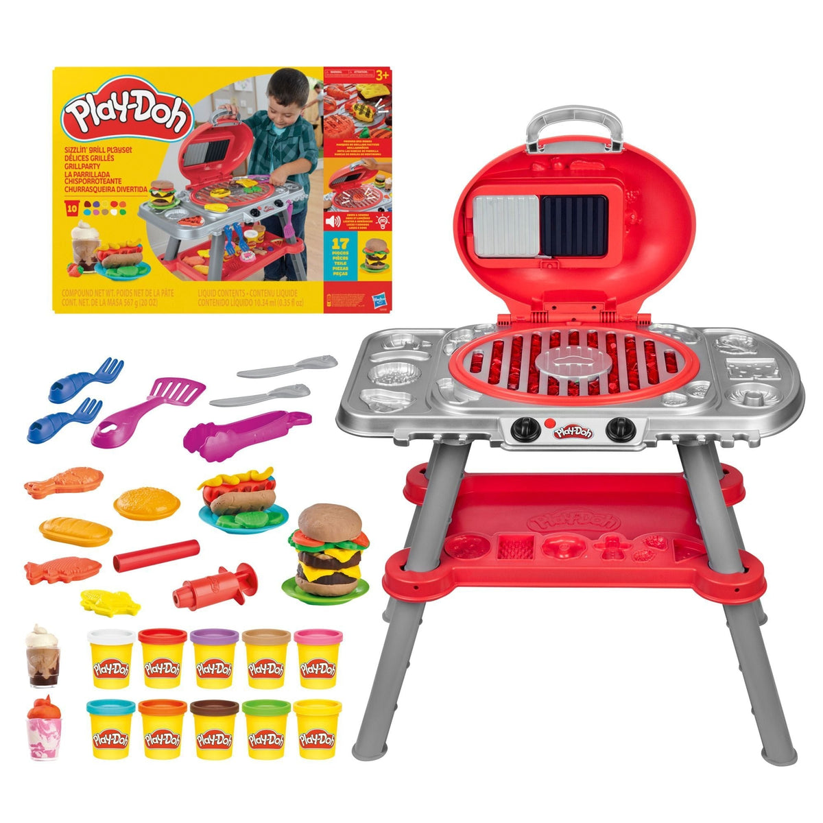 Barbecue Grill Set with Lights and Sounds, 17-pc