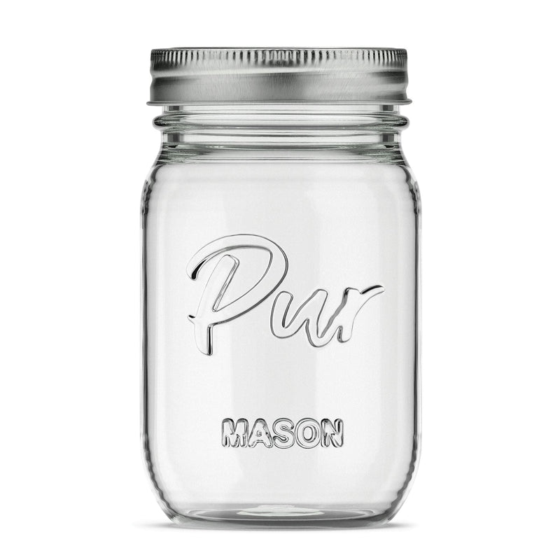 Mason Regular Mouth Glass Jar with Lid & Band, 16-oz/473-mL, 12-pk C887