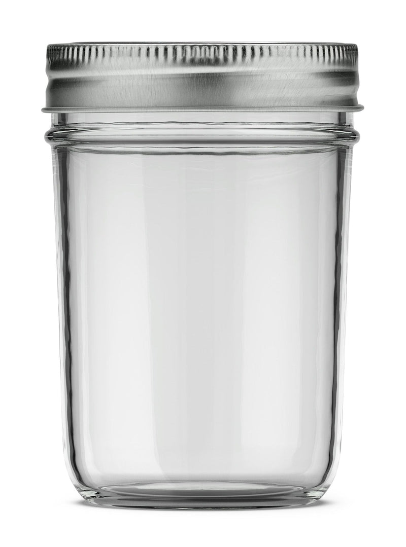 Mason Smooth Design Regular Mouth Glass Jar with Lid & Band, 8-oz, 12-pk F7254