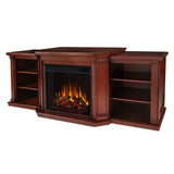 Valmont Media Indoor Electric Fireplace TV Stand, 74-in, 1500W, Includes Remote Control & Firebox, Dark Mahogany