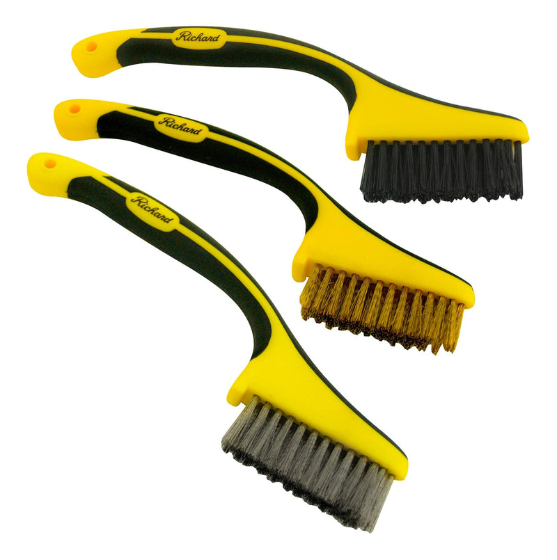 Multi-Surface Mini Metal Wire Bristle Brush Set, Removes Paint/Dirt/Rust, 3-pc B7398