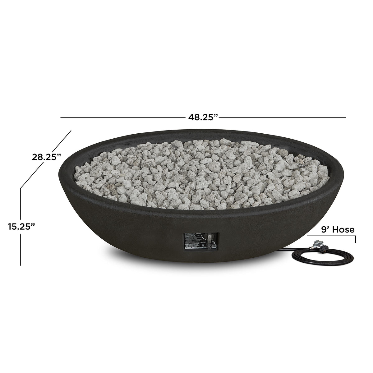 Riverside Oval Concrete Propane Fire Pit in Shale, 48-in
