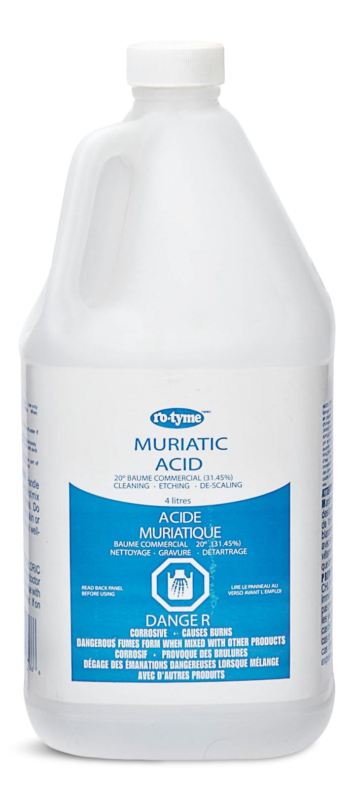 Muriatic Acid For Cleaning & Etching Concrete & Descaling Tile/Porcelain, 4-L H6433