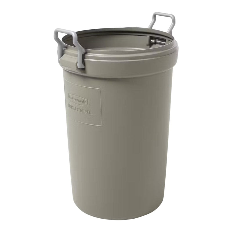Plastic Circular Animal Stopper Garbage Can, Grey, 121-L N2128