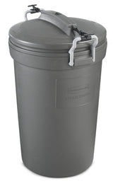 Plastic Circular Animal Stopper Garbage Can, Grey, 121-L