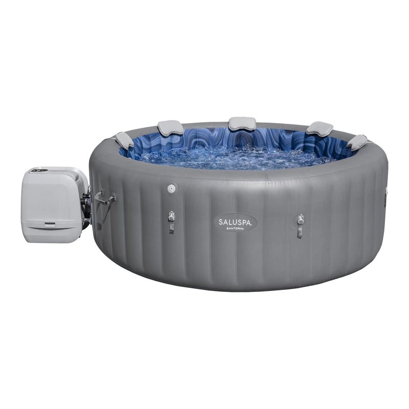 Santorini Grey 7-Person Luxe HydroJet Pro Round Smart Spa, 85-in x 31.5-in X1749