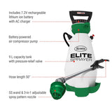 Elite 7V Lithium-Ion Battery Powered Garden Pump Sprayer, 9.09-L