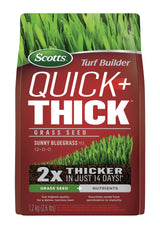 Turf Builder Quick + Thick Grass Seed Sunny Bluegrass Mix, 12-0-0, 1.2-kg