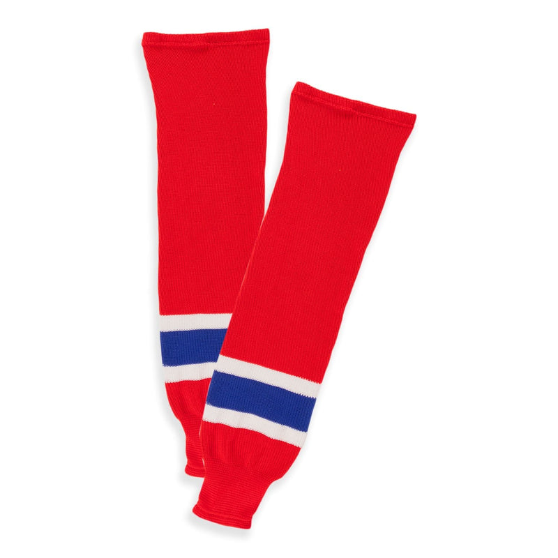 Knit Hockey Socks, Red/Navy/White, Assorted Sizes B9377