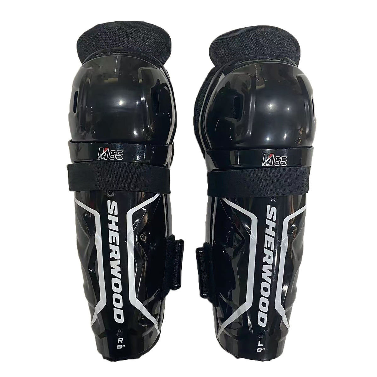 Rekker M65 Hockey Shin Guards, Youth, Black, Assorted Sizes