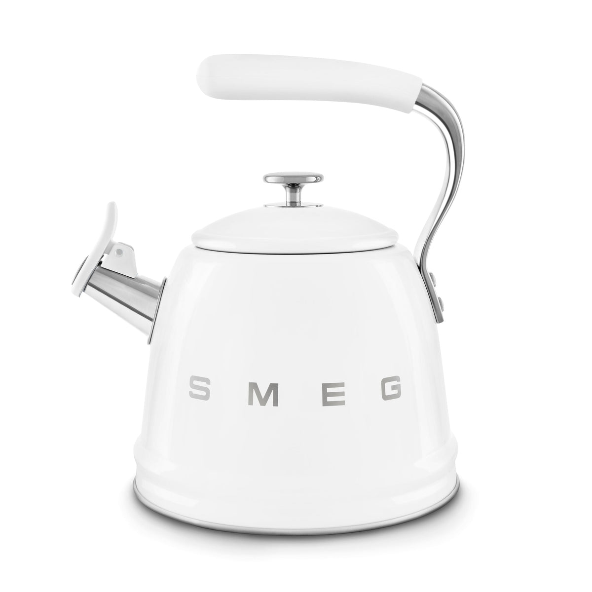 Traditional Stove Top Whistling Kettle, White, 2.3-L