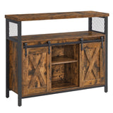 Home Brown Buff Sideboard Storage with Sliding Doors