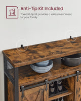 Home Brown Buff Sideboard Storage with Sliding Doors