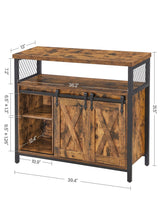 Home Brown Buff Sideboard Storage with Sliding Doors