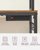 Home Rustic Brown Baker's Rack with 4 AC Outlets