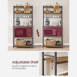 Home Rustic Brown Baker's Rack with Charging Station