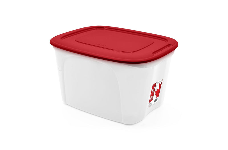 Stackable Storage Box with Lid, 63-L, Red/White, 63 Litre Storage Container W1685