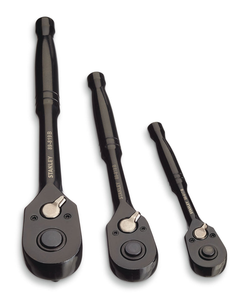 Professional Grade Black Chrome Ratchet Set, 3-pc S4822