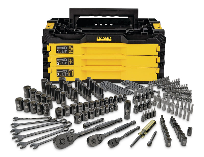 Professional Grade Black Chrome Socket Set, SAE/Metric, 203-pc S3073